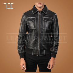Urban Flyer Leather Bomber Jacket For Men - The Leather Jacket Company