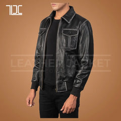 Urban Flyer Leather Bomber Jacket For Men - The Leather Jacket Company