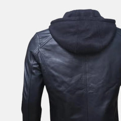 Vortex Removable Hood Mens Leather Motorcycle Jacket