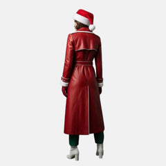Christmas Leather Trench Coat Wome