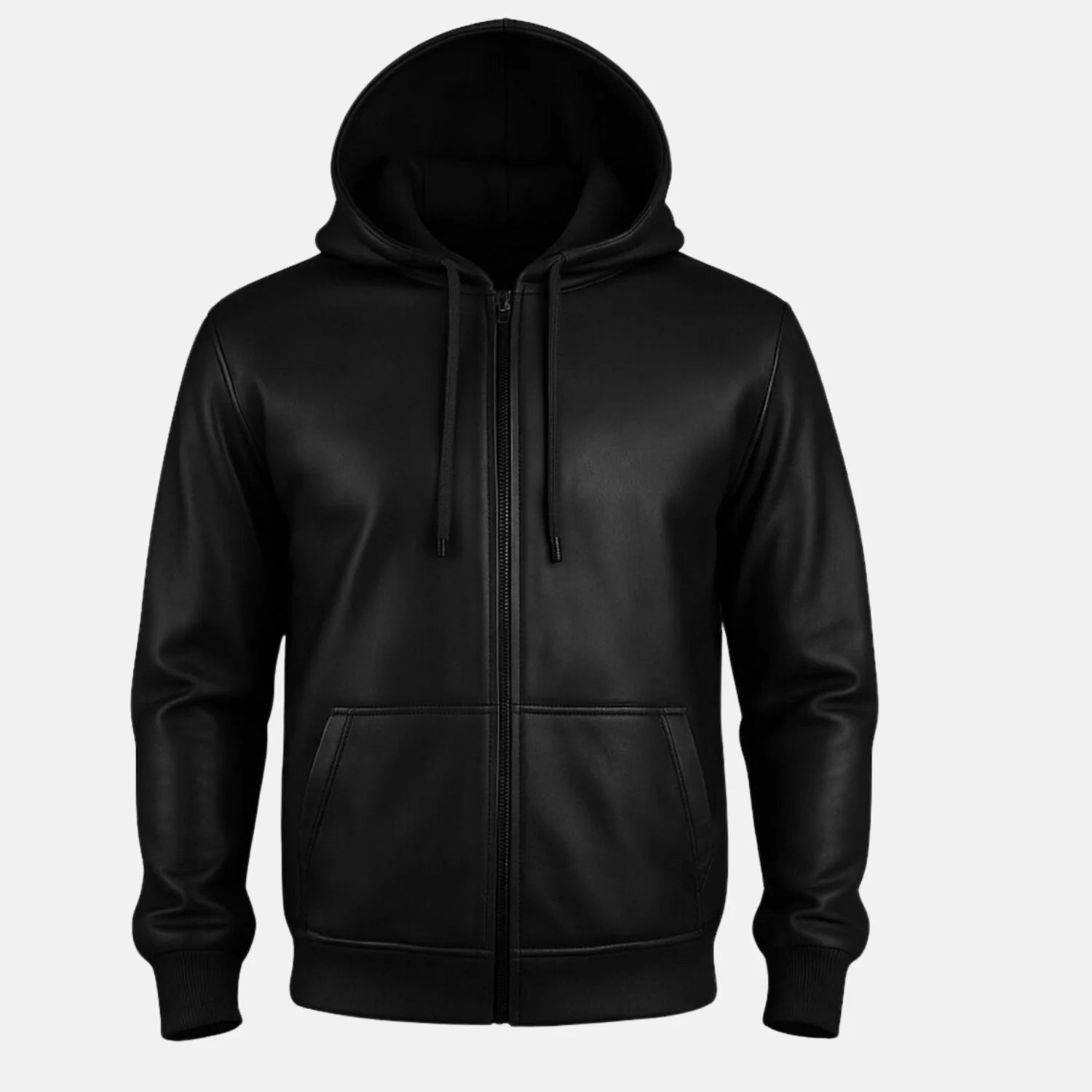 Men's Leather Hooded Motorcycle Jacket