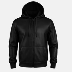 Men's Leather Hooded Motorcycle Jacket
