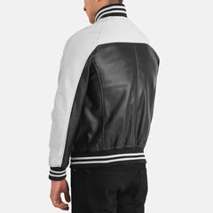 Hunter Leather Bomber Jacket For Men | Black & White