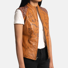 Shadow Streak Leather Vests for Women