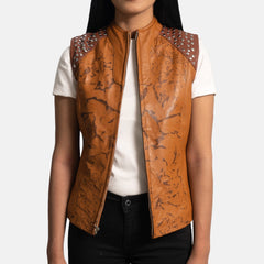 Shadow Streak Leather Vests for Women