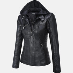 Roslyn Hooded Leather Bomber Jacket for Women | Order Now