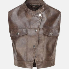 Urban Grit Leather Vest for Women